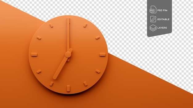 PSD relógio laranja mínimo 0700 sete o39clock 0700 em fundo laranja ilustração 3d