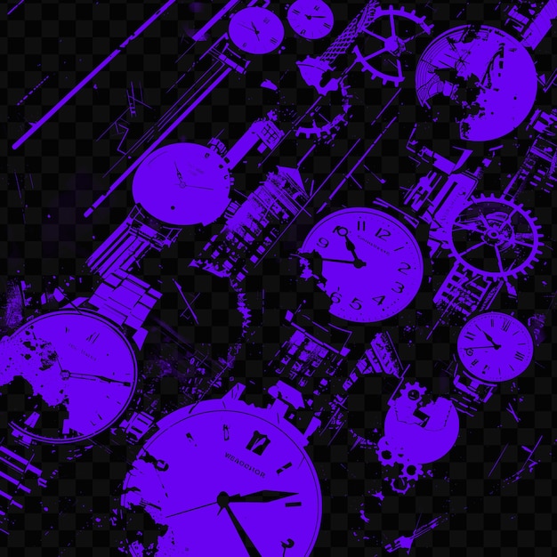 PSD relógios descartados com engrenagens quebradas textures e cityscape s texture effect fx collage background