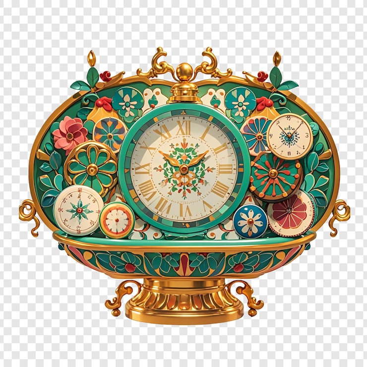 PSD un reloj con acentos artesanales aislados en un fondo transparente