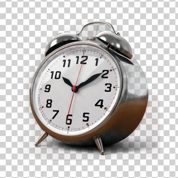 Reloj de alarma 3D aislado en un fondo transparente Diseño realista de reloj redondo