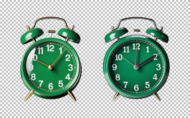 Reloj de alarma verde aislado sobre un fondo transparente png