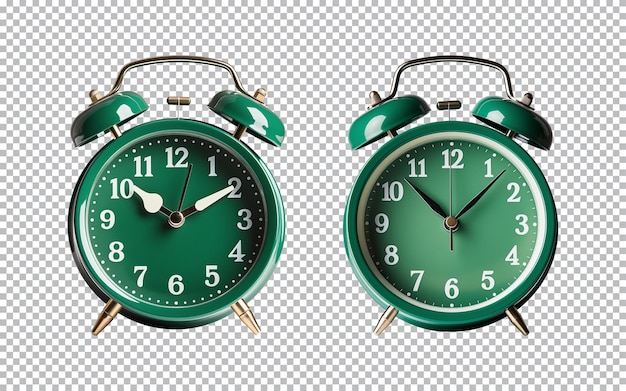 PSD reloj de alarma verde aislado sobre un fondo transparente png