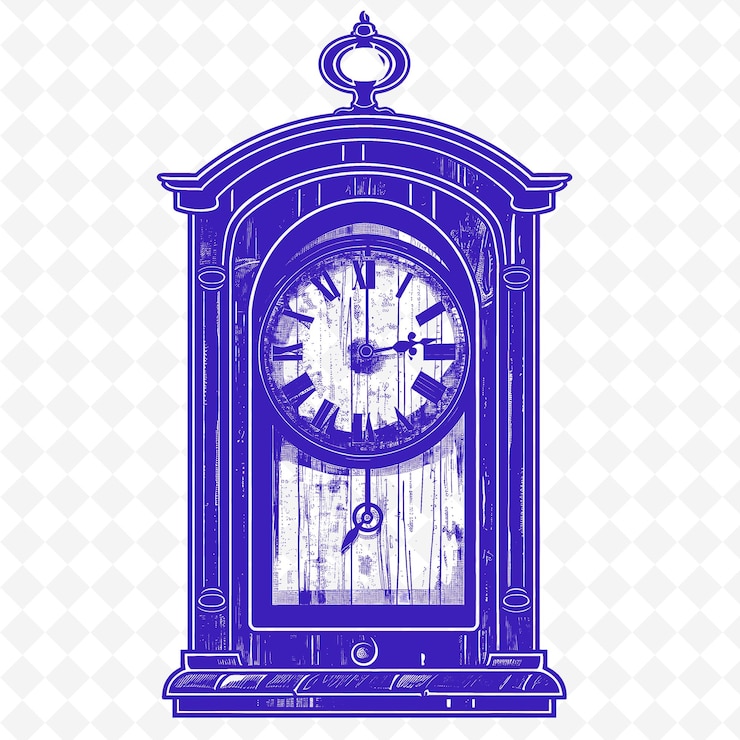 PSD reloj antiguo con acabado de madera desgastado y péndulo de bronce diseños de ilustraciones planas de contorno png