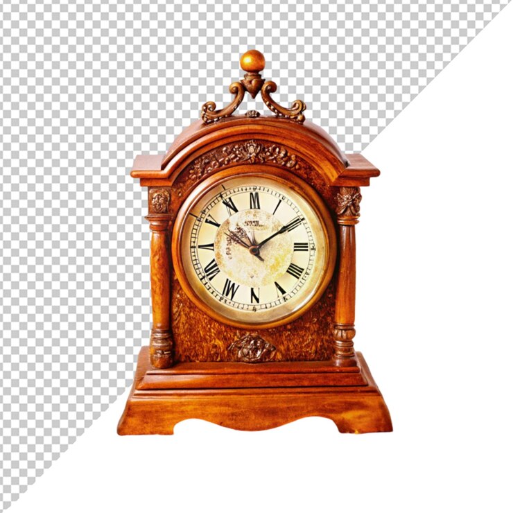 PSD reloj antiguo sobre un fondo transparente