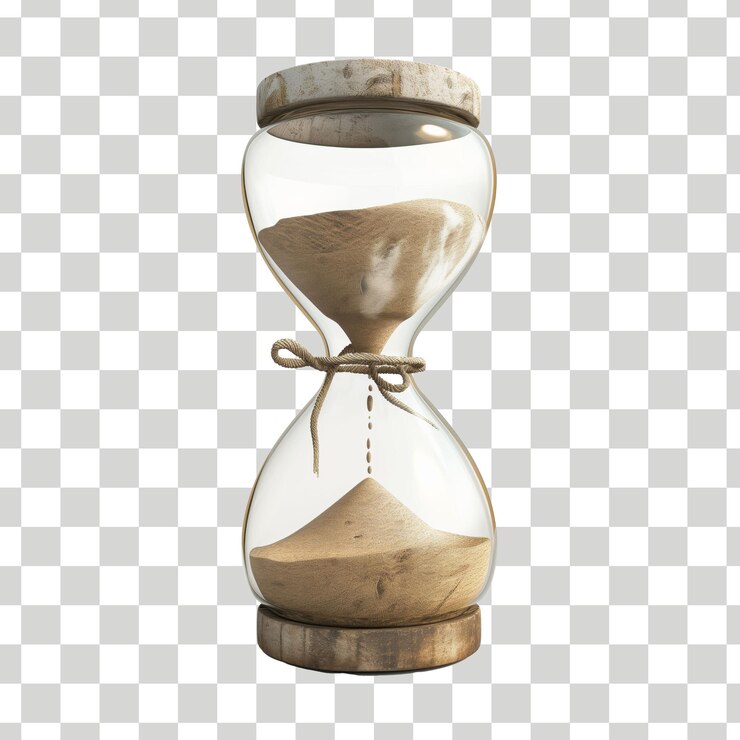 un reloj de arena con una base de madera