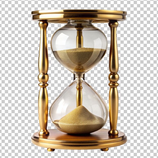 PSD reloj de arena dorado de época esfera de arena fondo transparente
