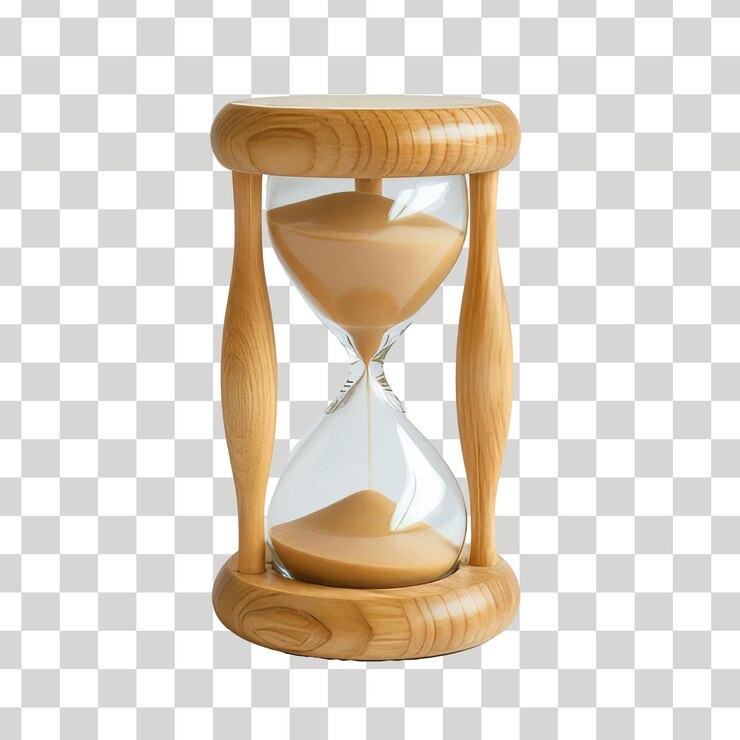 un reloj de arena con un marco de madera