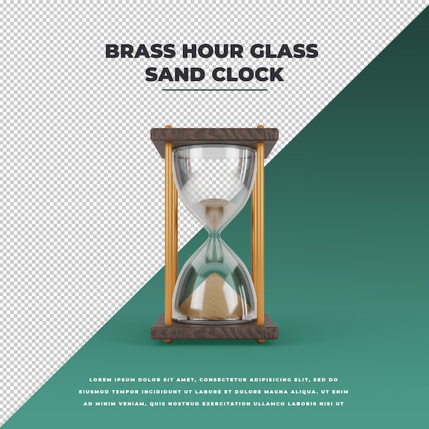Reloj de arena de reloj de arena de latón 3d