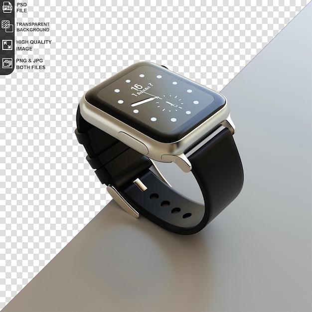 un reloj con una banda negra que dice "smart quot" en la pantalla
