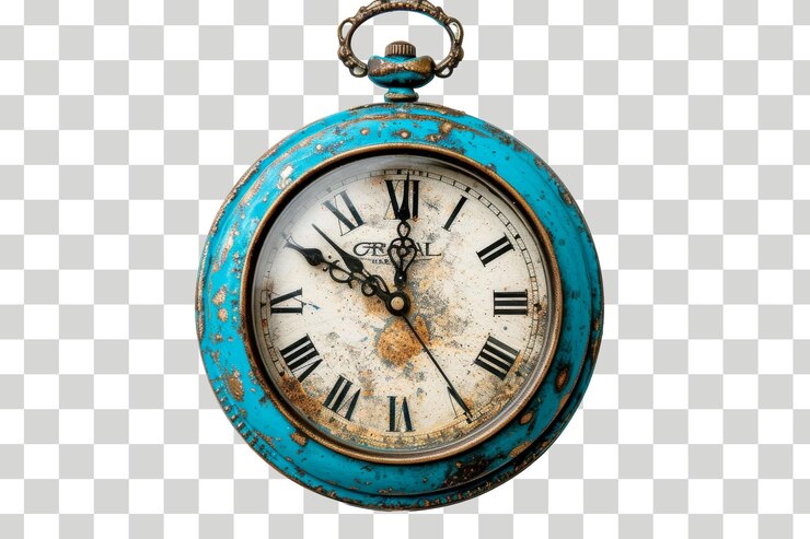 un reloj de bolsillo azul con la hora de las 11 00