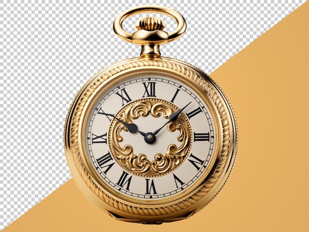 Reloj de bolsillo de oro con fondo transparente