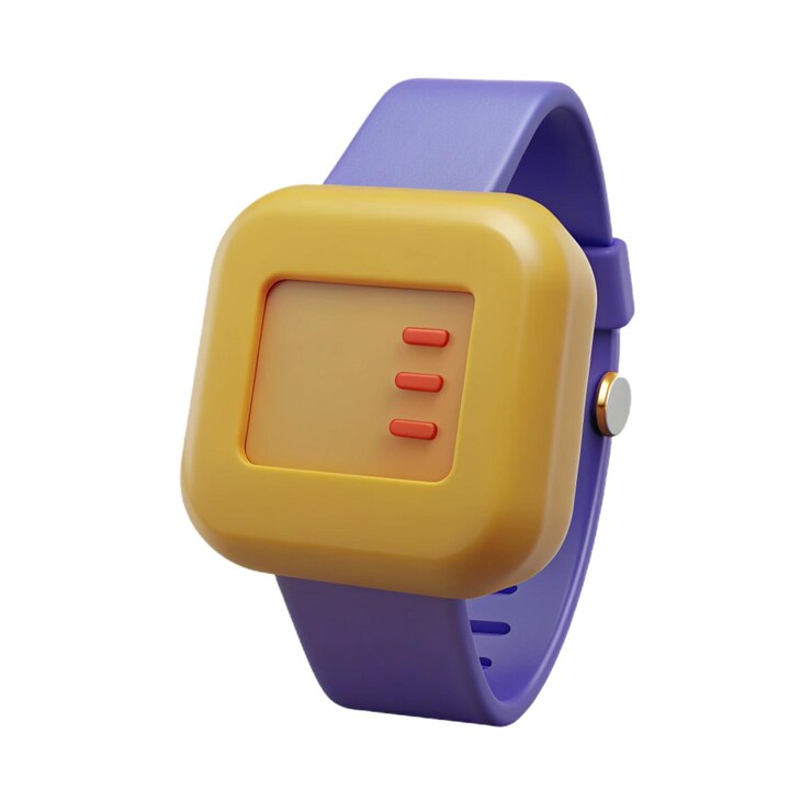 PSD un reloj con una cara amarilla se muestra con una cara azul