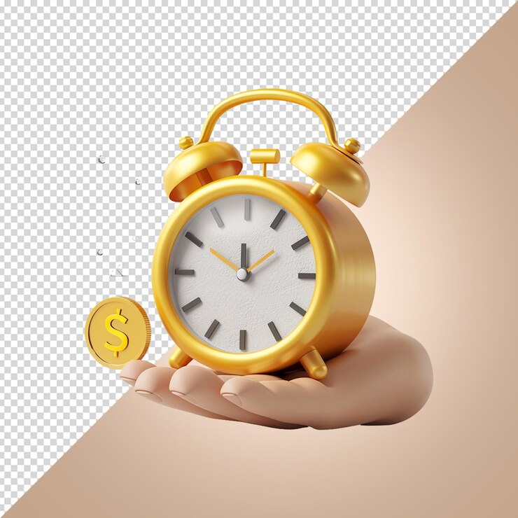 PSD reloj de despertador de mano en 3d