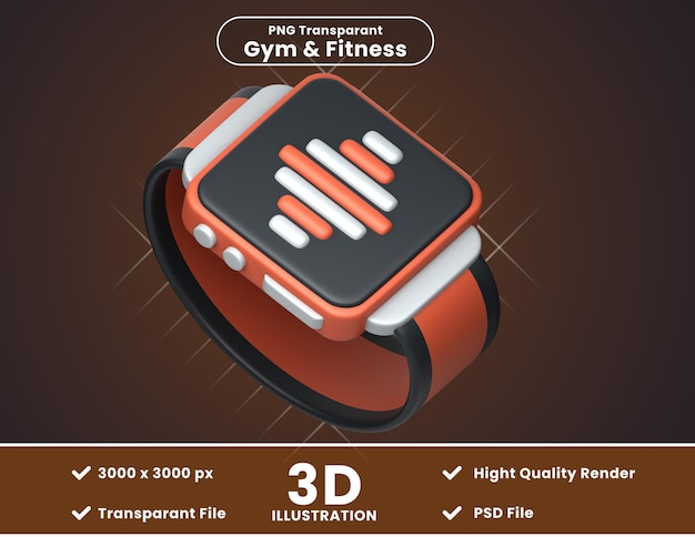 Reloj de fitness de ilustración de icono 3d