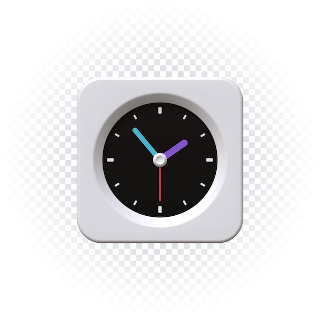 Reloj, icono, 3d, render, aislado