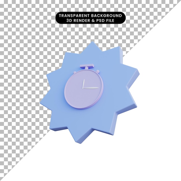 Reloj de icono de ilustración 3d con placa