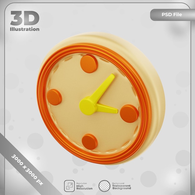 PSD reloj de icono de renderizado 3d