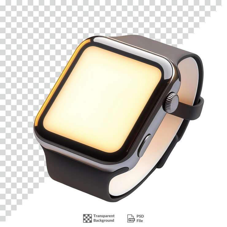 PSD un reloj inteligente minimalista moderno con una pantalla brillante y un fondo transparente
