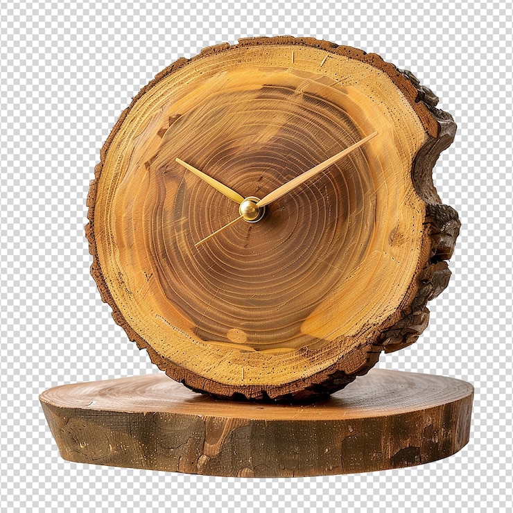 PSD reloj de madera aislado en fondo transparente png