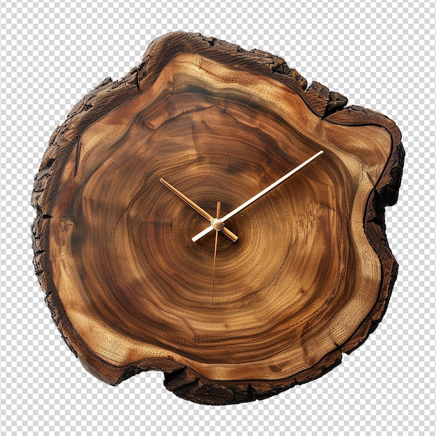 PSD reloj de madera aislado en fondo transparente png