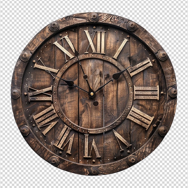 PSD reloj de madera aislado en fondo transparente png