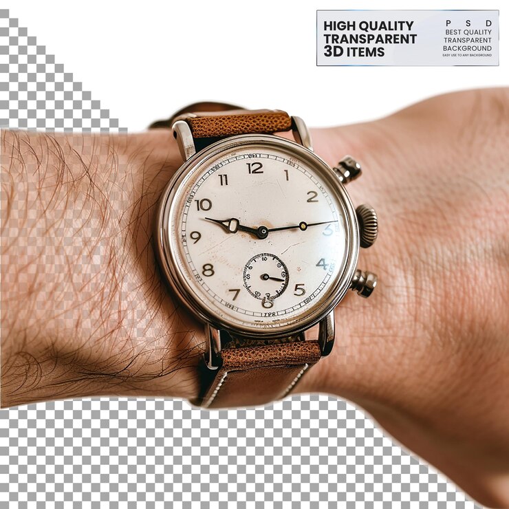 PSD reloj de muñeca reloj usado en la muñeca png en fondo transparente aislado