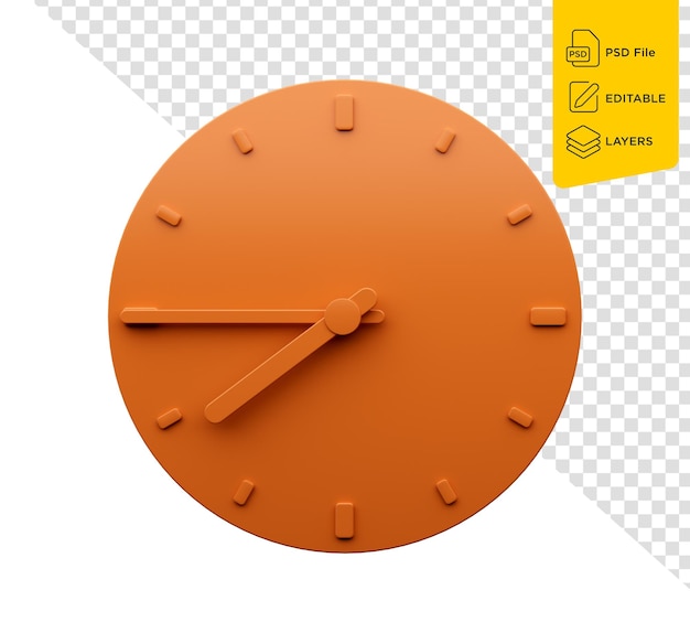 Reloj naranja mínimo 07:45 Cuarto a las ocho O39Reloj 07:45 o siete cuarenta y cinco Ilustración en 3D