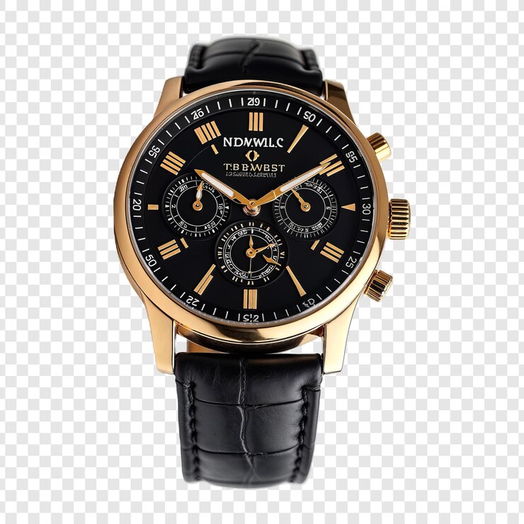 un reloj negro y dorado con la palabra borde en la cara