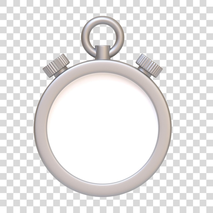 PSD reloj de parada en un fondo blanco aislado ilustración de renderización 3d de vista frontal