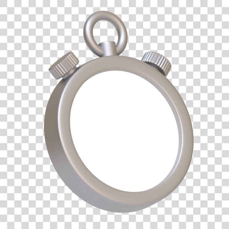 PSD reloj de parada en un fondo blanco aislado ilustración de renderización 3d de vista frontal