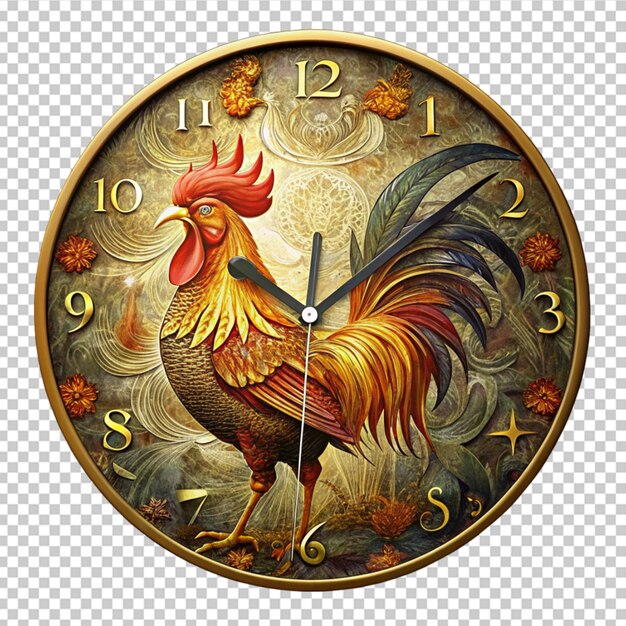 PSD reloj de pared de gallo dorado