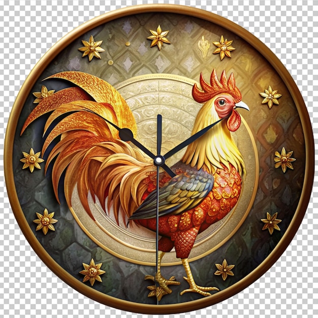 PSD reloj de pared de gallo dorado