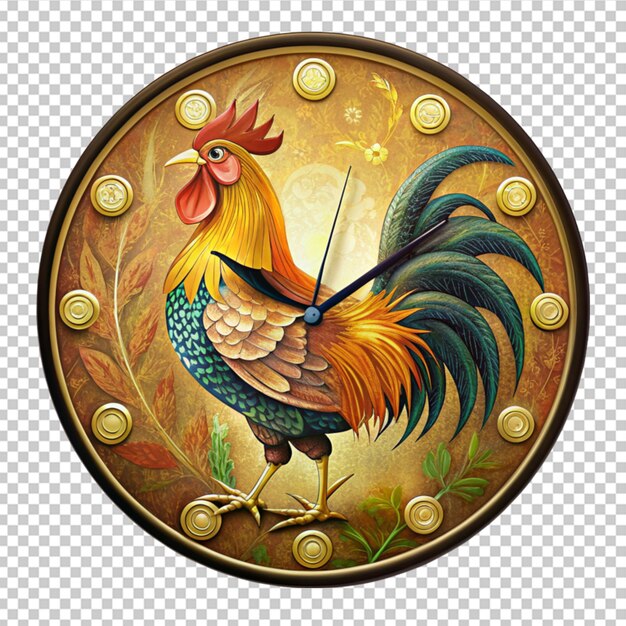 PSD reloj de pared de gallo dorado