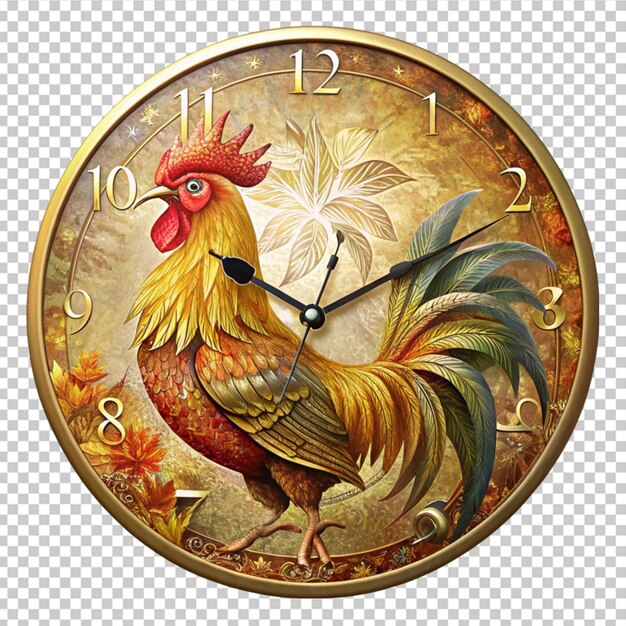 PSD reloj de pared de gallo dorado