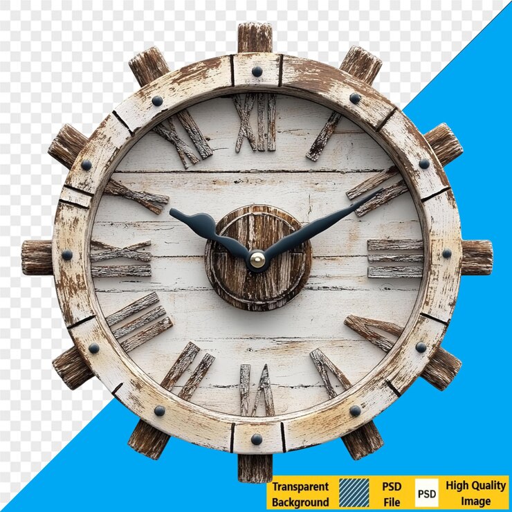 PSD reloj de pared de madera rústico