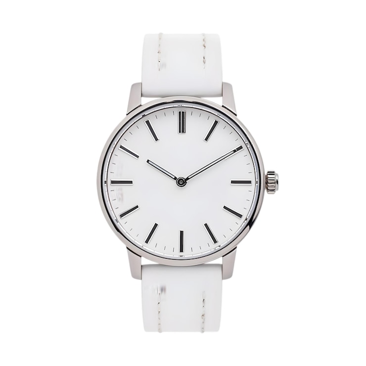 PSD reloj de pulsera blanco minimalista con correa de cuero reloj analógico clásico para hombres y mujeres