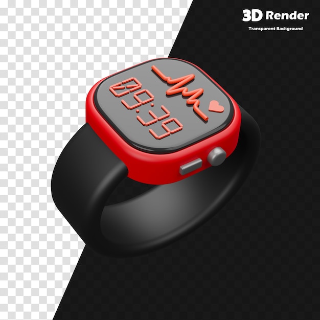 un reloj rojo y negro con una pantalla digital en la pantalla
