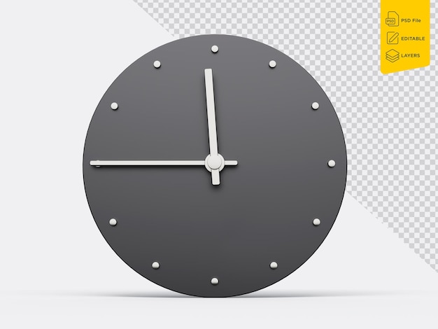 Reloj sencillo 1145 once cuarenta y cinco O39Reloj cuarto a doce Reloj mínimo moderno Ilustración 3D