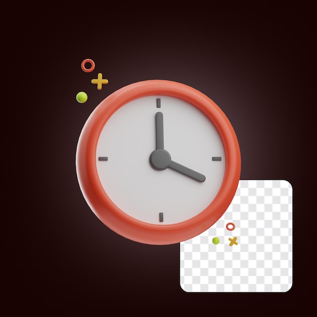 Reloj de vacaciones rojo 3d icono ilustración