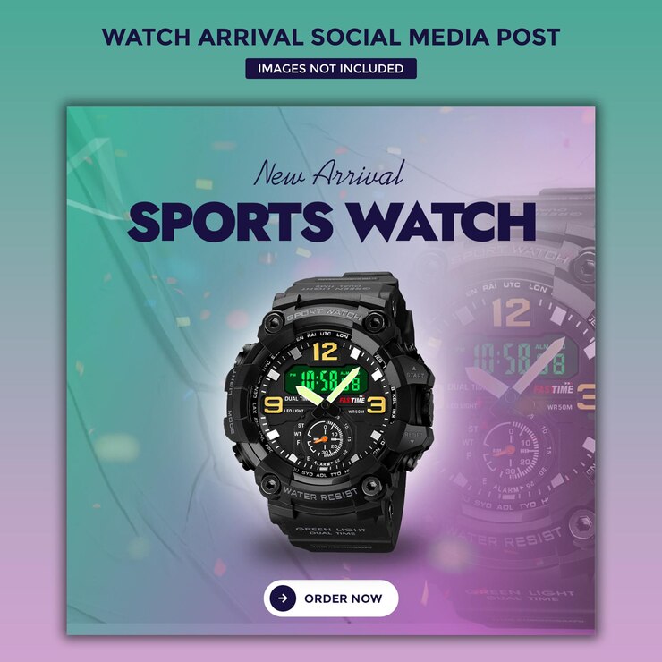 relojes deportivos publicidad y promoción de nueva llegada plantilla de diseño de publicaciones en redes sociales