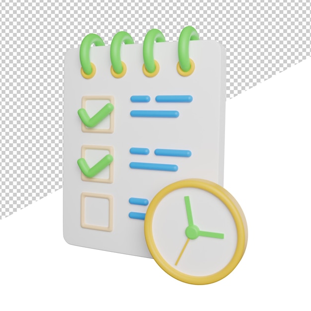 Remarque Illustration de l'icône de rendu 3d sur le côté de l'heure de rappel sur fond transparent