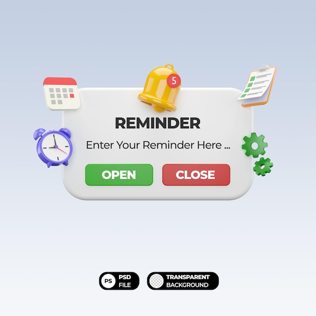 reminder 3d illustration with elements