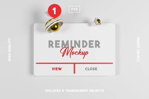 PSD reminder notification mockup realistisches licht