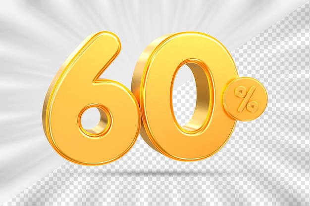 Remise sur les ventes 3D Étiquette de prix en pourcentage numéro 60 pour le concept de promotion des ventes à prix réduit par rendu 3D
