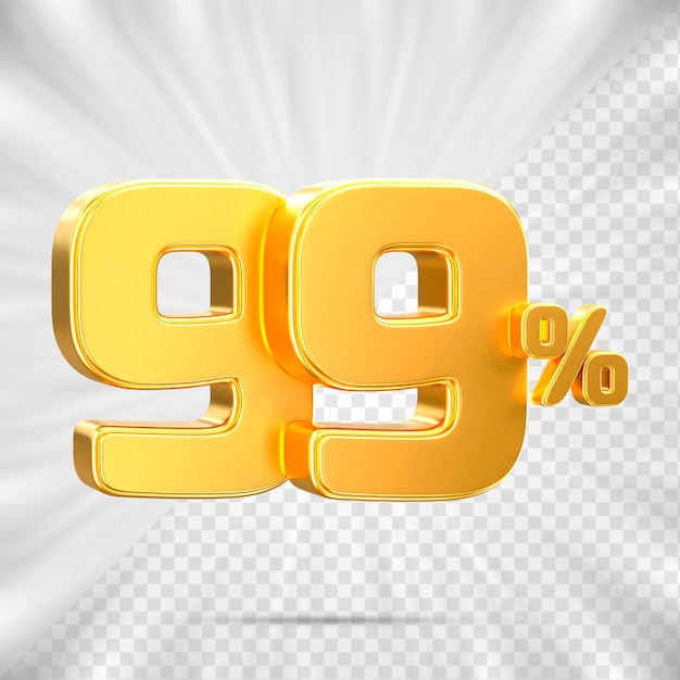Remise sur les ventes 3D Numéro 99 étiquette de prix en pourcentage pour le concept de promotion des ventes à prix réduit par rendu 3D
