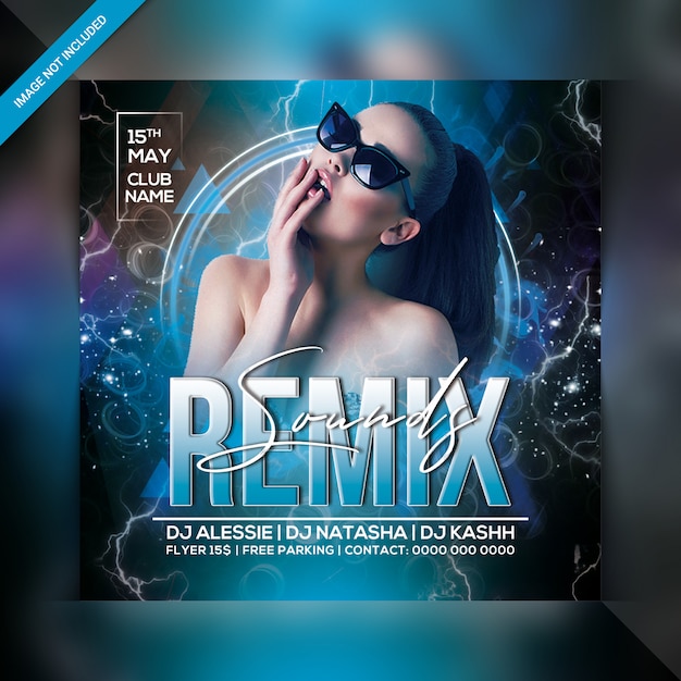 Remix suena flyer de fiesta