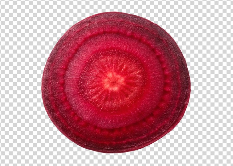 PSD remolacha roja cortada aislada sobre un fondo transparente vista superior