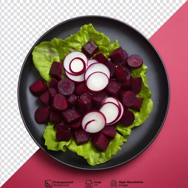 Remolacha servida con cebollas ensalada de remolacha aislada