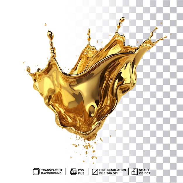 Remolino líquido brillante metálico dorado de alta calidad PSD con fondo de transparencia