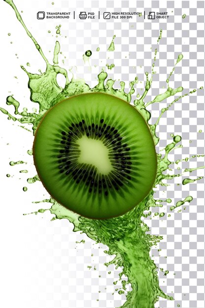 Remolino de salpicadura de kiwi verde claro y llamativo en PSD